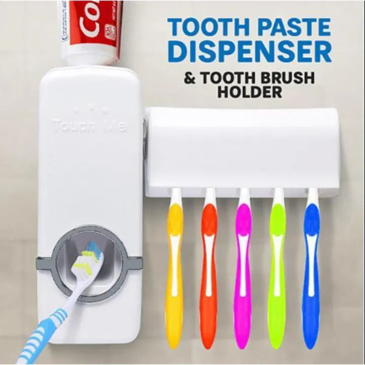 Toothpaste Dispenser With 5 Brush Holder