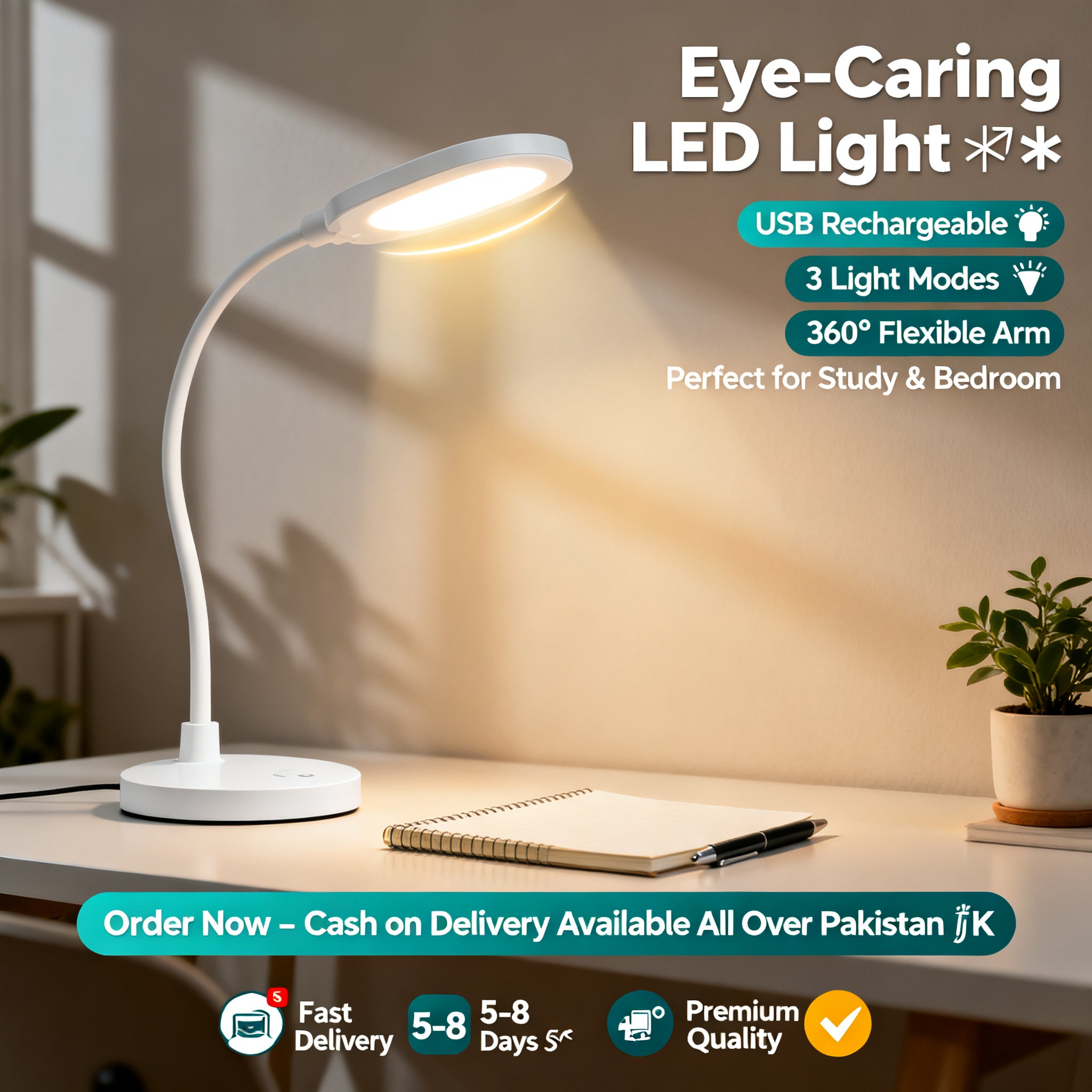 LED Desk Lamp for Study & Bedroom