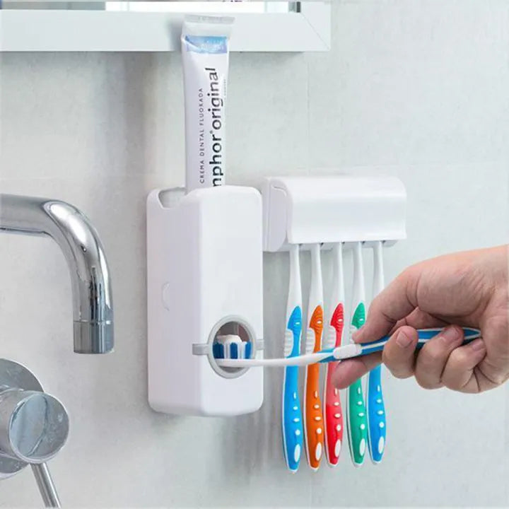 Toothpaste Dispenser With 5 Brush Holder